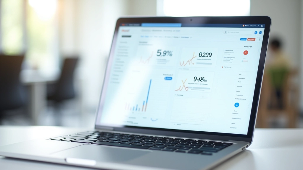 Laptop-scherm met analytics-dashboard en twee variaties van een landingspagina naast elkaar