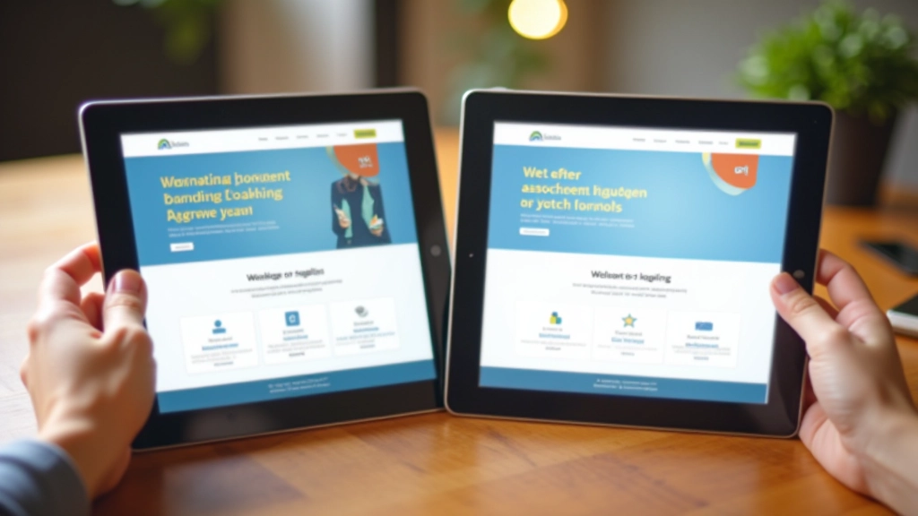 Twee tablets naast elkaar met verschillende versies van dezelfde landingspagina